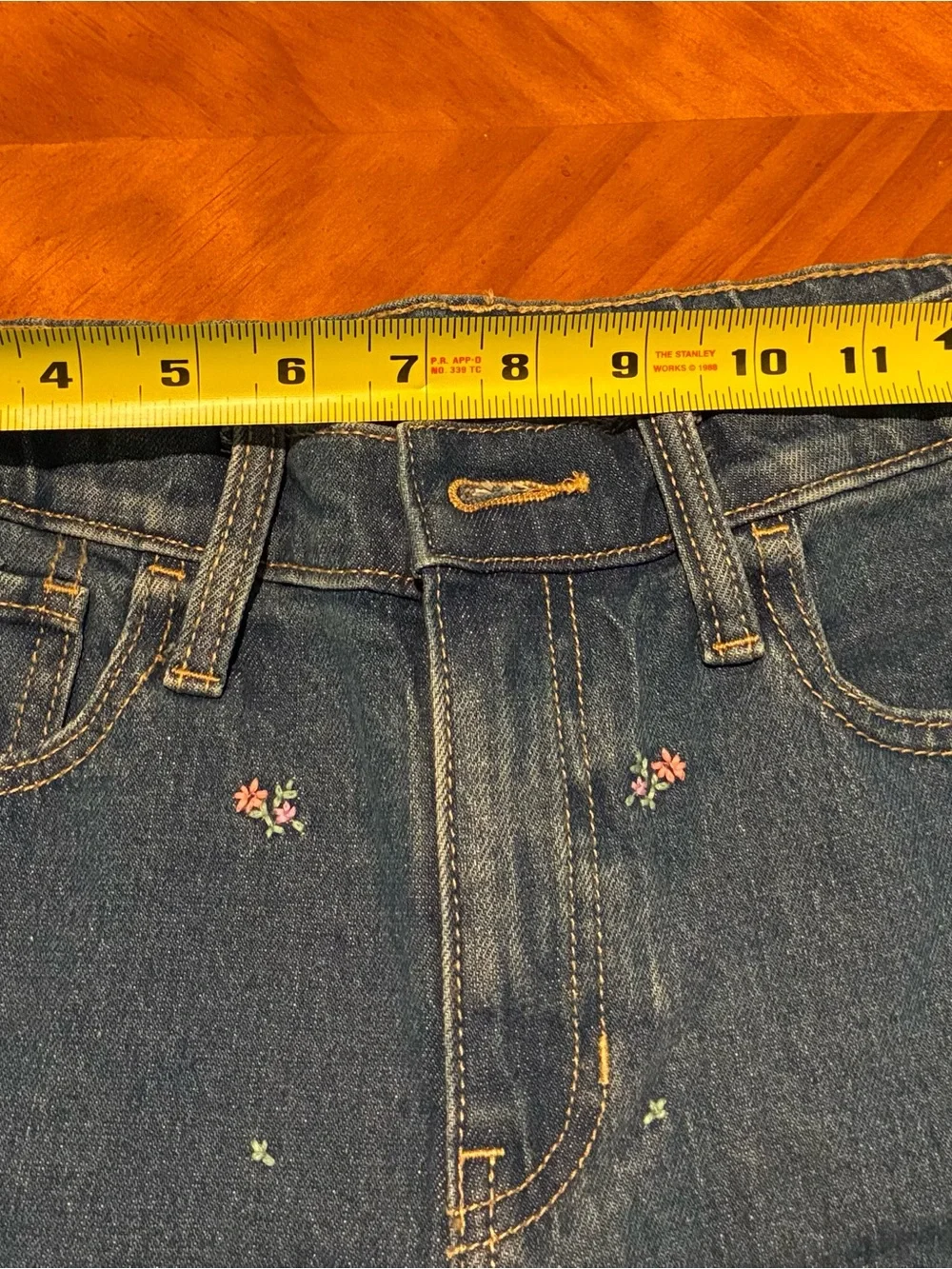 Old Navy Dark Blue Jeans with Multicolor Floral Embroidery
